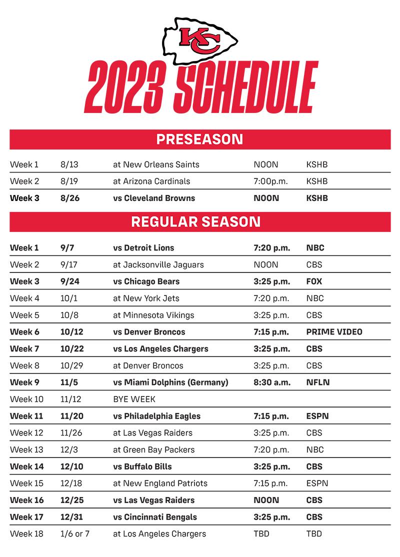 Kansas City Chiefs Schedule 2023 Printable Printable - Printable Words ...